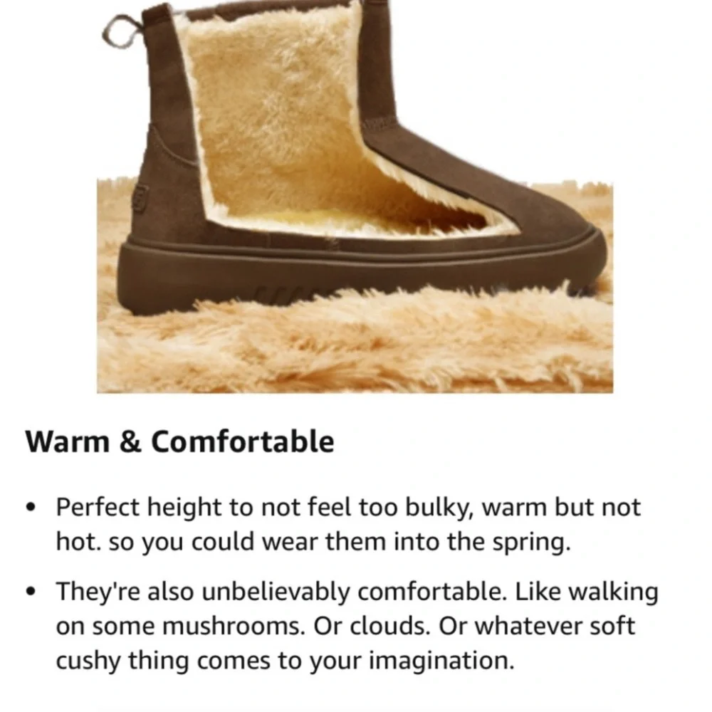 Winter Women's  Faux Fur Lined Suede Ankle Snow Boots Beige​ NWOT sz 9 EUC